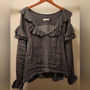 Free People Ruffle Linen Top